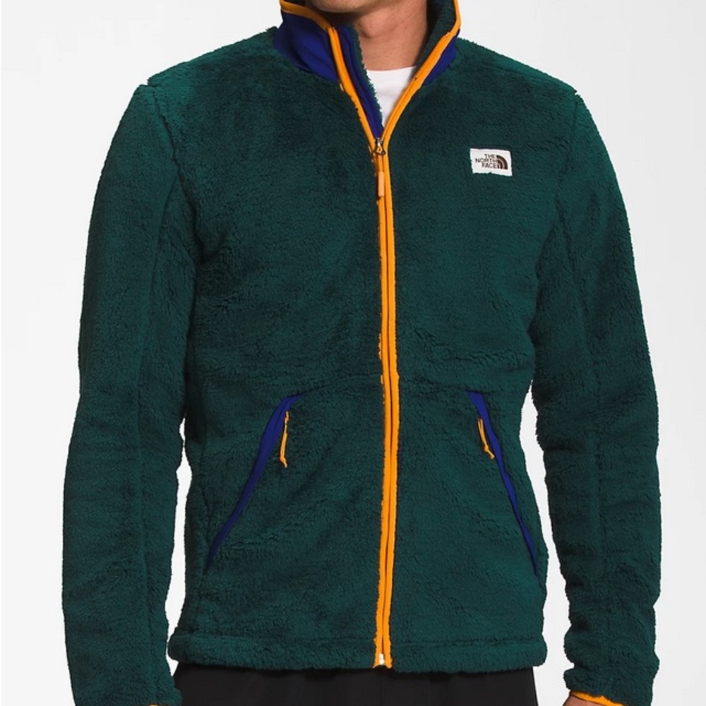 The North Face Green Fleece Jacket with Orange Accents